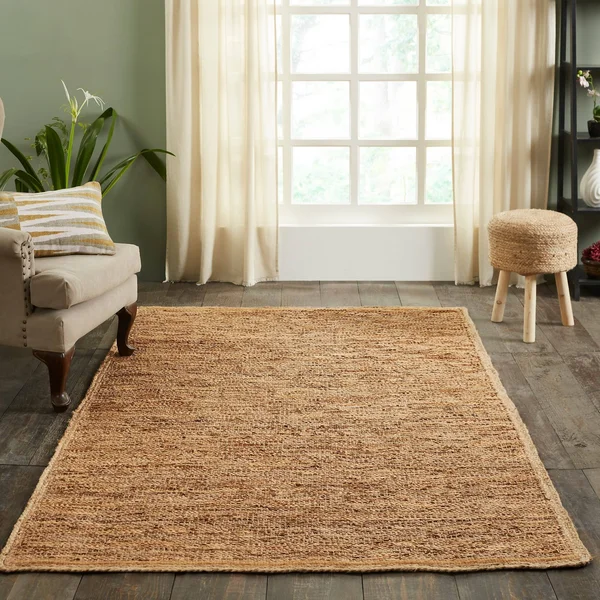 Miranda Haus Hand-Woven Firma Leather Cotton and Jute Area Rug - 8& x 10& - Onyx