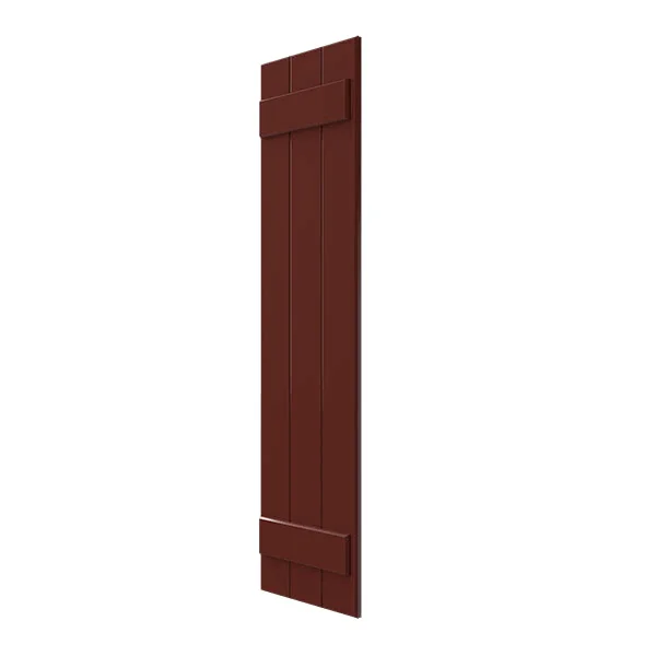 Ekena Millwork Exterior 3 Composite Wood Board-n-Batten Shutter (Set of 2) - Size: 25 inch H x 12 inch W x 1 inch D, Red