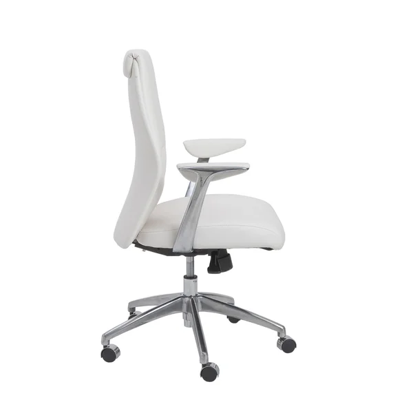 25.50x22 x 27x22 x 42.75x22 Low Back Office Chair in White with Polished Aluminum Base
