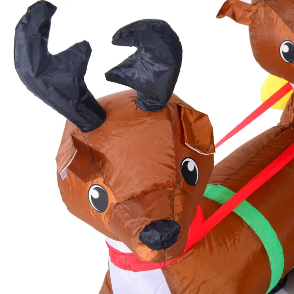 Homcom Inflatable LED Lit Christmas Santa and Reindeer Lawn Yard Decoration