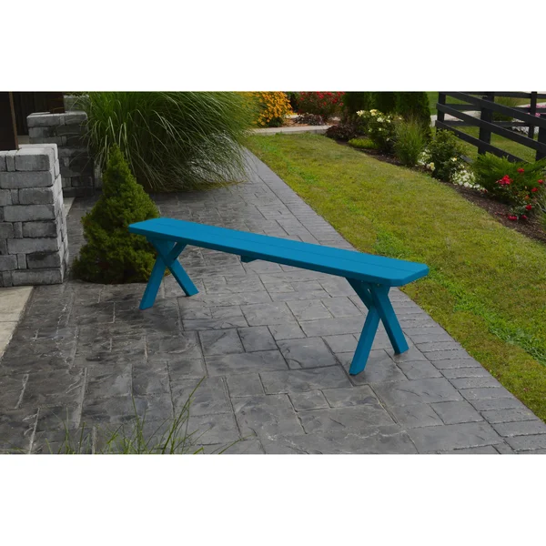 Pine 2' Crossleg Bench - Caribbean Blue
