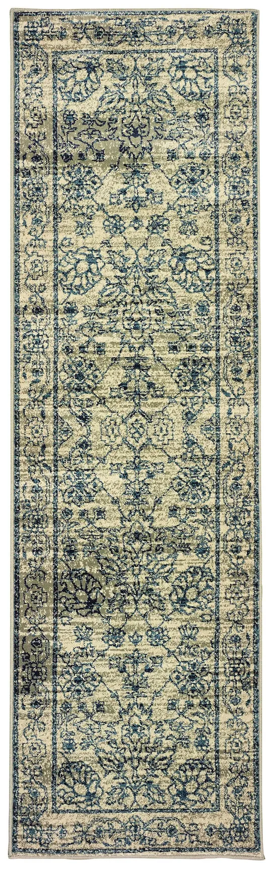 Oriental Weavers Linden 7804C Beige/ Navy Area Rug 2& 3x22 x 7& 6x22 Runner