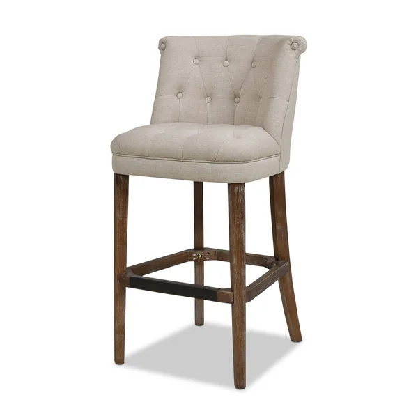 Jennifer Taylor Home Emma 30.5x22 Mid Back Bar Stool Greige Gray Linen