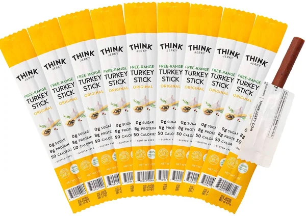 Think Jerky Free-Range Turkey Sticks - 1 oz, Pack of 20 Sticks