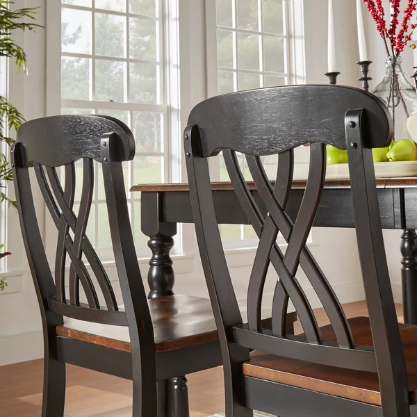 Mackenzie Counter Height Chair (Set of 2) by Inspire Q Classic - Antique Black Scroll Back