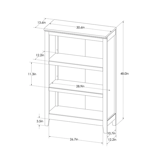 Threshold Carson 3 Shelf Bookcase, Rustic
