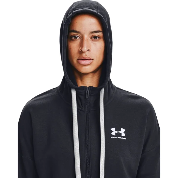 Under Armour Women's Rival Fleece Full Zip Hoodie - Black - White
