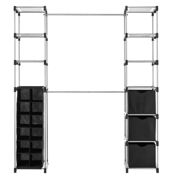 Whitmor Deluxe Double Rod Organize, Silver/Black, 19.50in x 52.75in x 34.50in