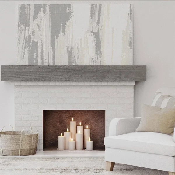 Ekena Millwork MANURS08X10X84BD 8x22H x 10x22D x 84x22W Rough Sawn Faux Wood Fireplace Mantel, Burnished Honey Dew