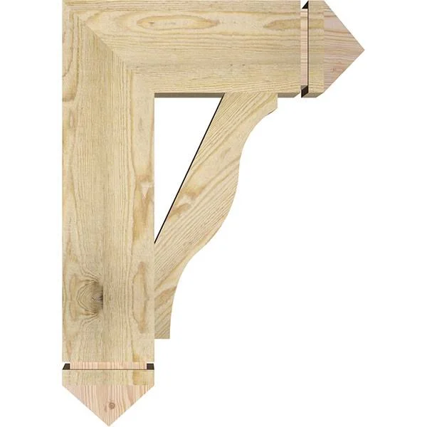 Ekena Millwork 6x22W x 20x22D x 28x22H Funston Arts & Crafts Rough Sawn BRACKET, Douglas Fir