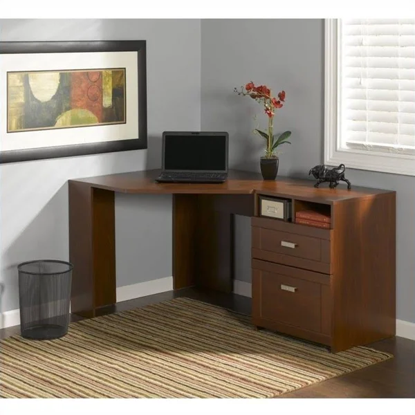Scranton & Co Reversible Corner Desk in Hansen Cherry