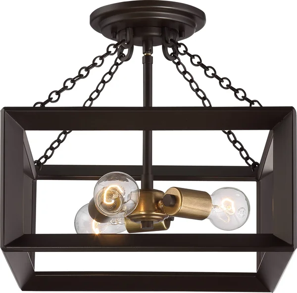 Quoizel BKH1714WT Brook Hall Semi Flush Mount Light - Western Bronze