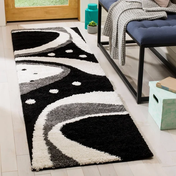 Safavieh 8& x 10& Shag Florida Shag 473 Dark Blue, Ivory Rug