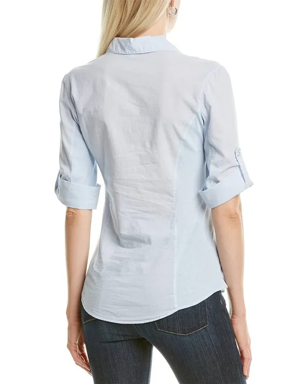 James Perse Contrast Ribbed Surplus Shirt, Size 0 - Open Sky at Nordstrom Rack