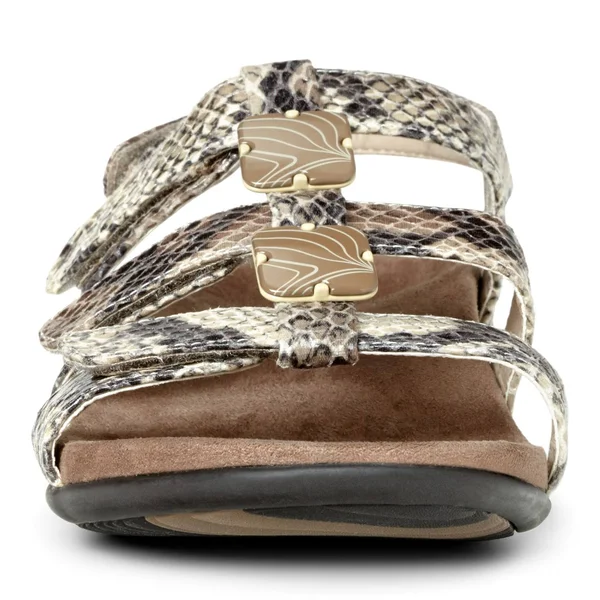 Vionic Women's Amber Adjustable Sandal Natural Snake 7, M