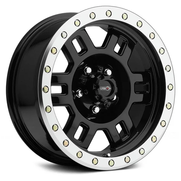 Vision Manx Gloss Black Machined Lip Wheel 16x8 5x114.3 0