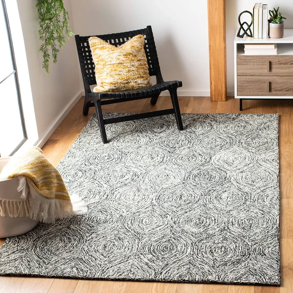 Safavieh Micro-Loop Rug Collection MLP615Z - Black, Ivory - 4& x 6&