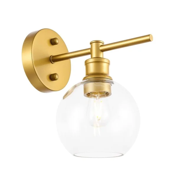 Collins 1-Light Upward Wall Sconce - 9.8/6 - 9.8/6 - Brass/Clear