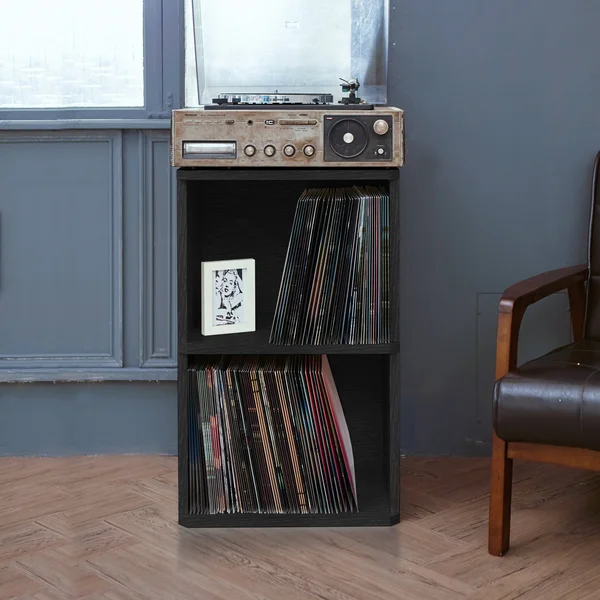 Way Basics Eco Friendly 2 Shelf Vinyl Record Cube Bookcase Black