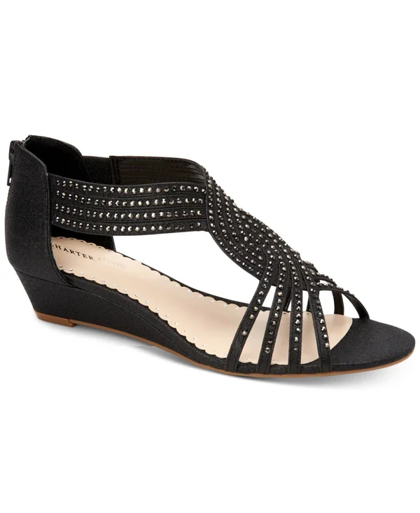 Charter Club Womens Gini Open Toe Casual Strappy Sandals, Black