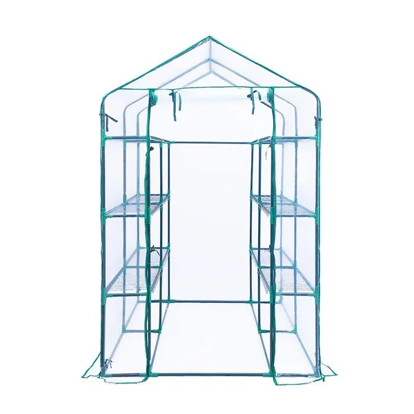 Worth Garden 5.5 ft. L x 4 ft. W Green 3-Tier 12-Shelf Walk-In Transparent Covered Greenhouse