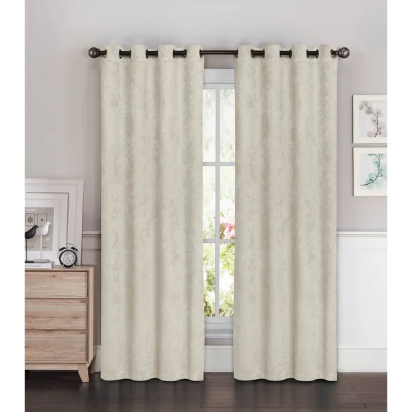 Bella Luna Faux Suede Room Darkening Grommet Curtain Panel Pair - Beige, 108x22 x 96x22