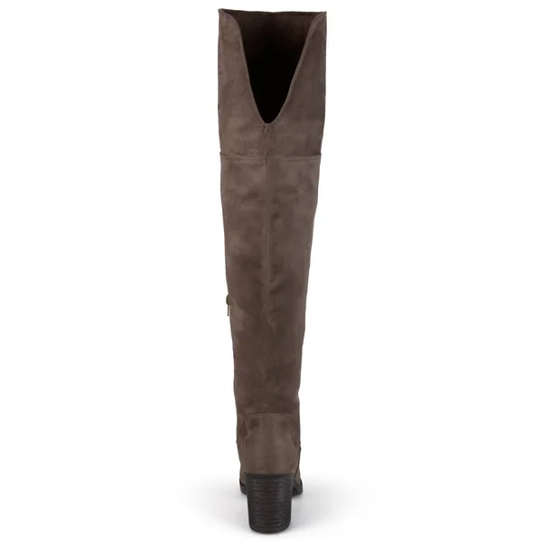 Journee Collection &Sana& Women's Faux Suede Regular and Wide Calf Tall Round Toe Boots, Size: 10 Medium Width/Medium Calf, Blac