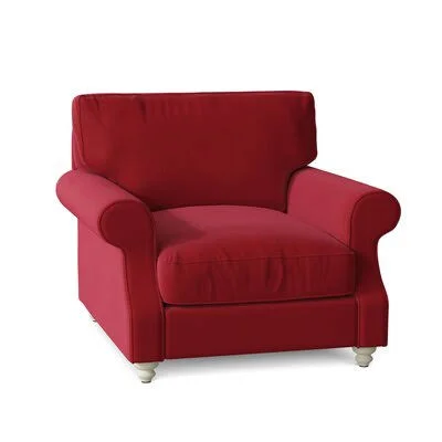 Huxley 39x22 Wide Down Cushion Armchair Birch Lane Body Fabric: Sustain Dursky Ivory, Leg Color: White