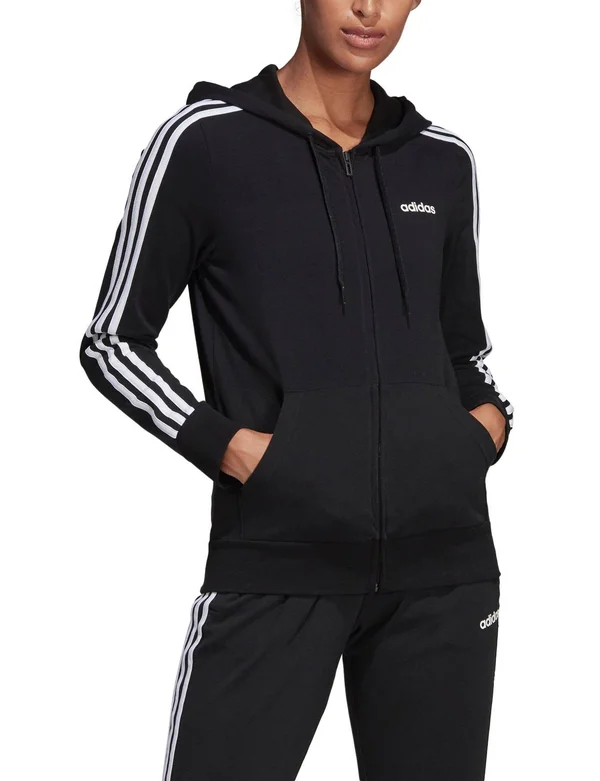 Adidas Essentials 3-Stripes Hoodie Women's - Size: Medium, Black