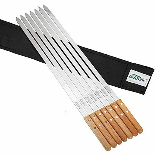 Goutime 23 x 5/8 inch Stainless Steel Shish Kabob Skewers with Bag - Set of 6