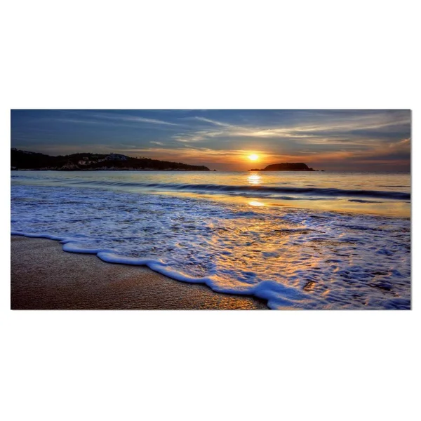 Designart PT14503-32-16 Calm Seashore with Blue Waves Art Print on Canvas, 32x16x22