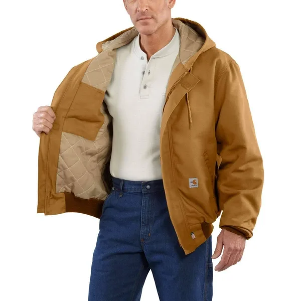 Carhartt Men's Flame Resistant Canvas Active Jacket, Brown, Medium
