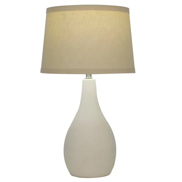 19x22 Tear Drop Textured Ceramic Table Lamp - White with Beige Shade