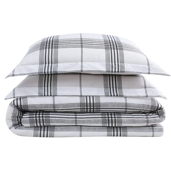 Cottage Classics Cottage Plaid Comforter Set White Full/Queen