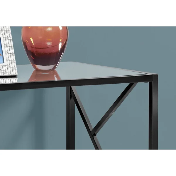 Black Nickel Metal Mirror Top 44nch Accent Table - Glass