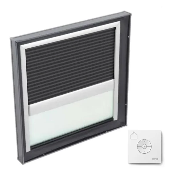 Velux FCM 3434 2005CS41X Skylight with Accessory Tray and Solar-X Blinds 2x Pleated 34 1/2x22x34 1/2x22 Charcoal