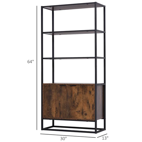 HOMCOM Storage Cabinet Bookcase with 3 Open Shelves Tall Organizer Multifunctional Rack for Living Room Brown