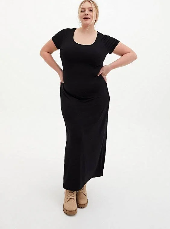 Black Jersey T-Shirt Maxi Dress, Size 0x (Large) by Torrid