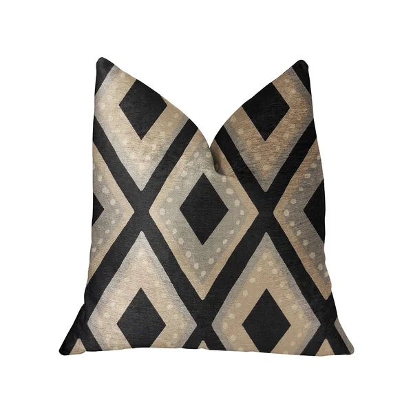 Plutus Jager Dotz Blue and Beige Luxury Throw Pillow 22x22L x22x22W