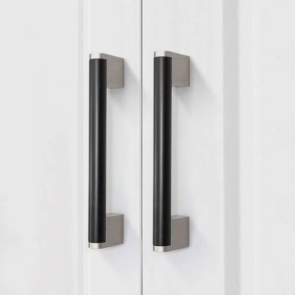 Fulgente European Modern Cabinet Pulls, Stainless Steel Kitchen Cabinets Hardware Drawer Handles Flat Black with Brushed Nickel