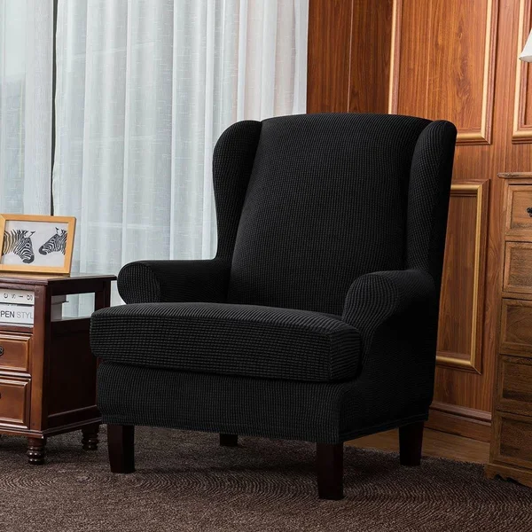 Bridie Wingback Chair Slipcover - Subrtex Standard, Sand Plaid