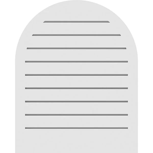 Ekena Millwork GVPRT16X3203SF 16x22W x 32x22H Round Top Surface Mount PVC Gable Vent: Functional - w/ 2x22W x 2x22P Brickmould Si