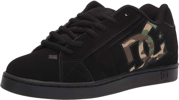DC Net Black Camo Mens Suede Skate Trainers - 8 UK
