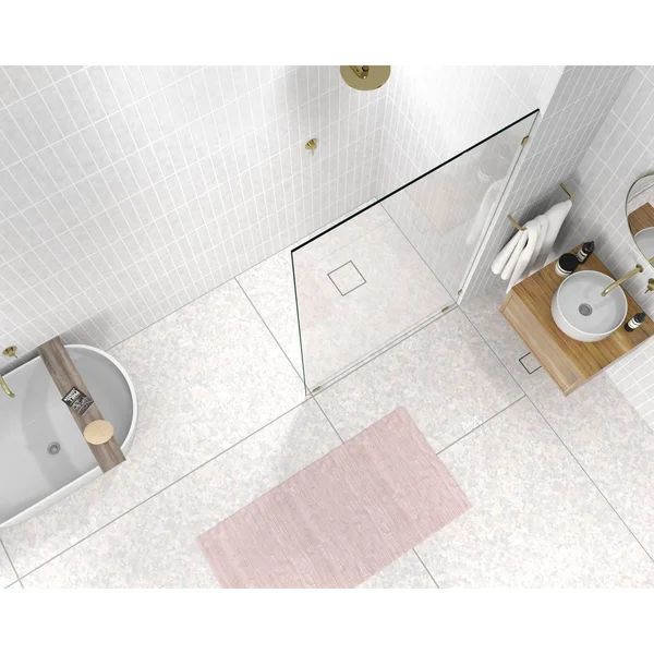 Glass Warehouse 78x22 x 43x22 Frameless Shower Door - Single Fixed Panel - Polished Chrome