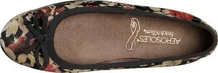 Aerosoles Fast Bet Ballet Flat, Black Floral (10.5 W)