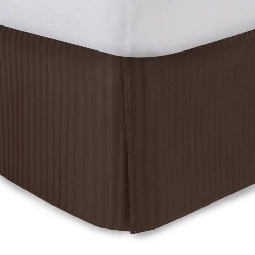 Brown Sateen Stripe Tailored Bed Skirt - Twin XL, 21 Drop