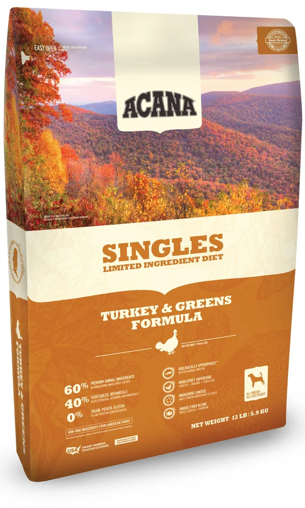 ACANA Singles Turkey & Greens Dry Dog Food 25 lbs