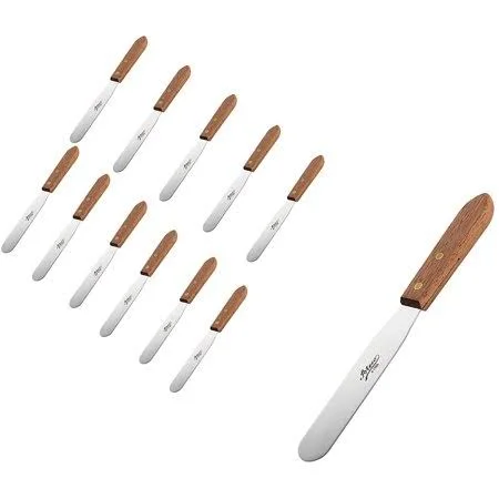 Ateco 1386 Icing Spatula with Wood Handle for Desserts (12 PC - Straight 6'')