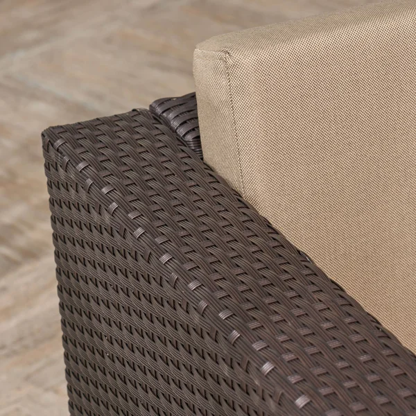 Christopher Knight Home Puerta Outdoor (PE) Wicker 3 Seater Sofa by Brown + Ceramic Grey Cushion