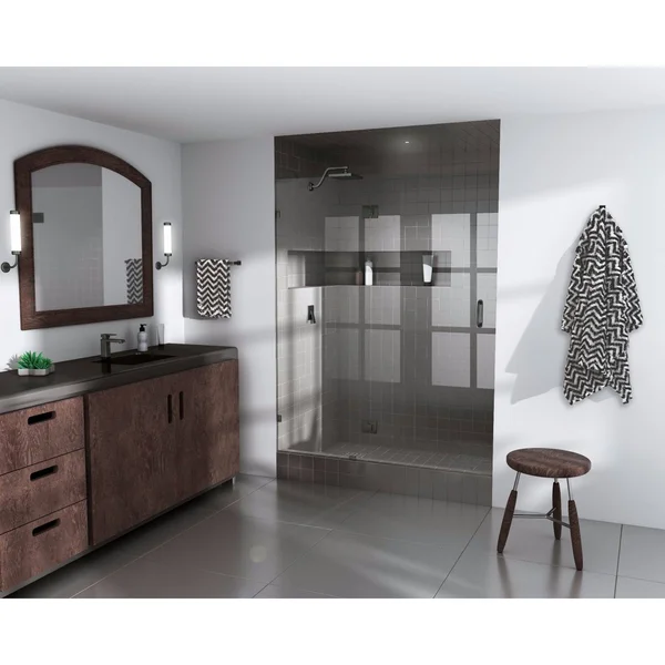 Glass Warehouse 78 x 33.25x22 Frameless Shower Door - Glass Hinge, Bronze